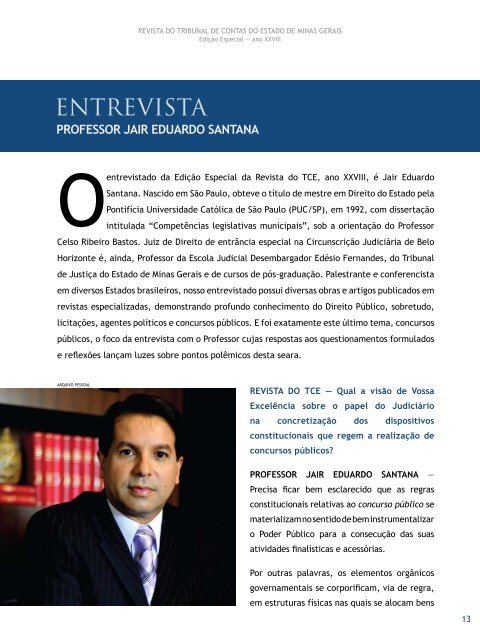 Professor Jair Eduardo Santana - Revista do TCE