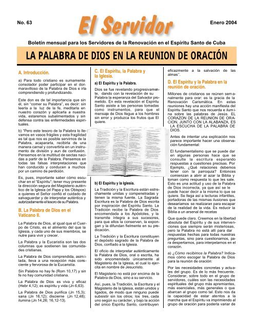 LA PALABRA DE DIOS EN LA REUNION DE ORACIÓN - RCC Cuba LA PALABRA DE DIOS EN LA REUNION DE ORACIÓN - RCC Cuba