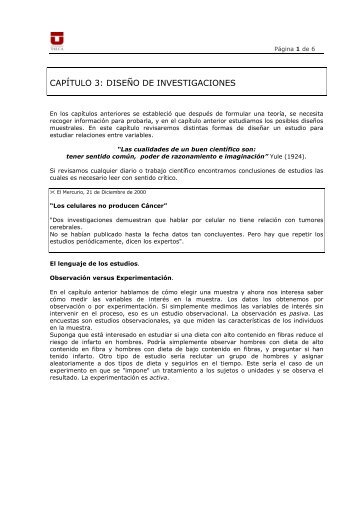 CAPÍTULO 3: DISEÑO DE INVESTIGACIONES