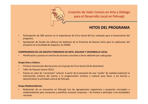 Programa Arte y Diálogo para el desarrollo local en PEHUAJO