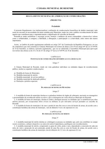 Regulamento Municipal de Atribuição de Condecorações - Câmara ...