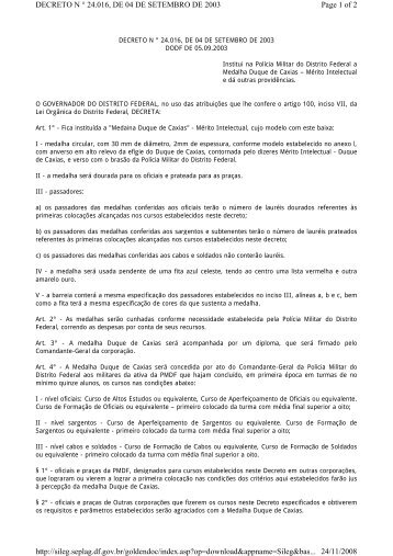 Page 1 of 2 DECRETO N ° 24.016, DE 04 DE SETEMBRO DE 2003 ...