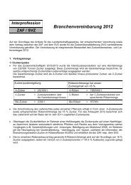 Interprofession Branchenvereinbarung 2012 ZAF / SVZ
