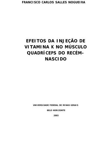 efeitos da injeção de vitamina k no músculo quadríceps do recém