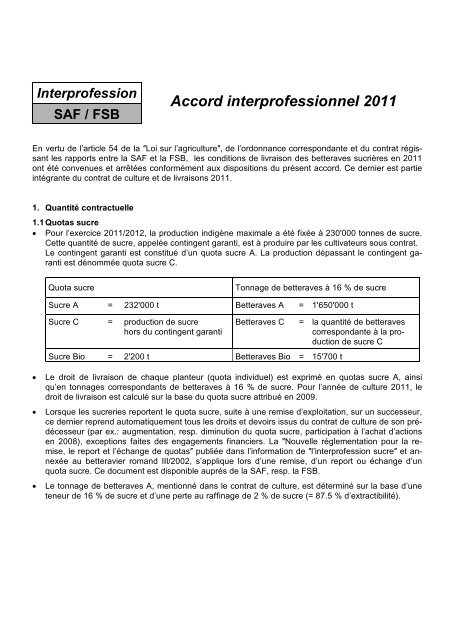Accord interprofessionnel 2011