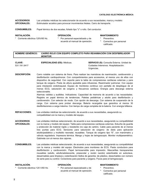 CATALOGO II EQUIPO MEDICO - Servicios de Salud de Yucatán