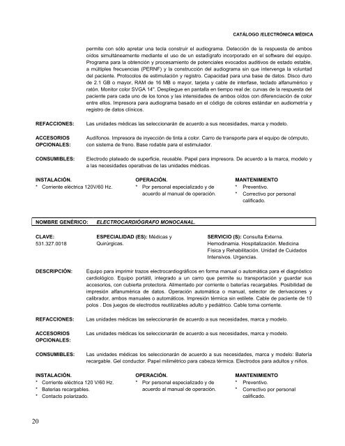 CATALOGO II EQUIPO MEDICO - Servicios de Salud de Yucatán