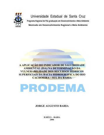 a aplicação do indicador de salubridade ambiental - Uesc