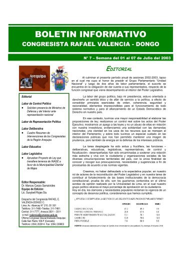 BOLETIN INFORMATIVO - Congreso de la República del Perú