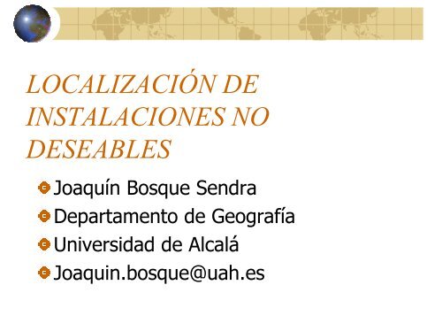 Localización de instalaciones no deseables - Departamento de ...