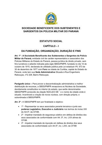 Estatuto - Associação de Subtenentes e Sargentos da PMPR