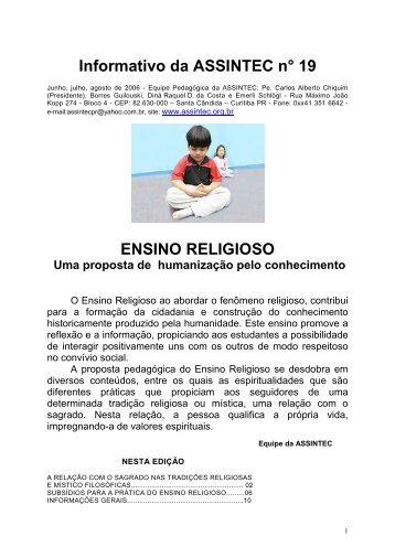 Informativo da ASSINTEC n° 19 ENSINO RELIGIOSO - GPER