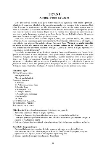 Liçao 3: Alegria: O Fruto da Graça - GlobalReach.org