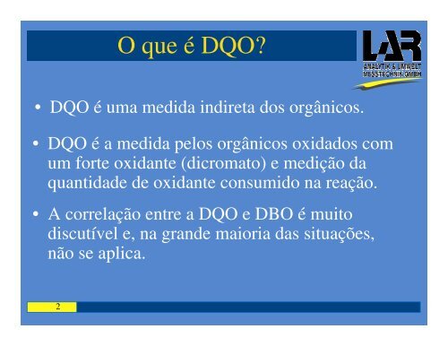 Demanda Química de Oxigênio (DQO) - GMG - Gmgspbrasil.com.br