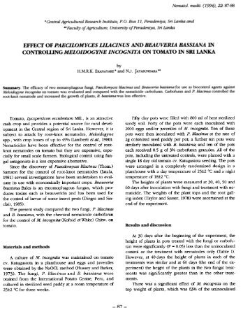 effect of paecilomyces lilacinus and beauveria bassiana in ...