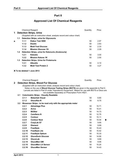 Part II Approved List Of Chemical Reagents   Part Ii Approved List Of Chemical Reagents 