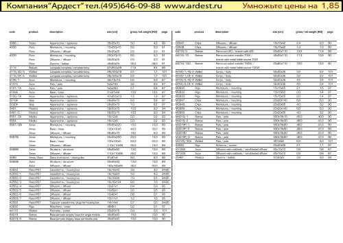 Price list 2011 Price list / Liste des prix / Preisliste / Listín de precios ...