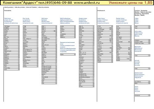 Price list 2011 Price list / Liste des prix / Preisliste / Listín de precios ...