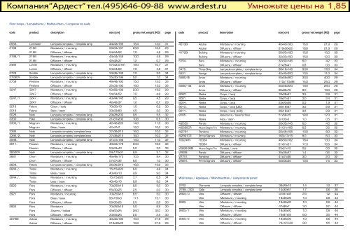 Price list 2011 Price list / Liste des prix / Preisliste / Listín de precios ...