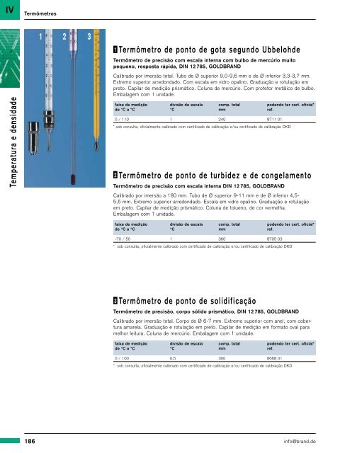 Medição de temperatura e densidade - Brand GMBH and CO