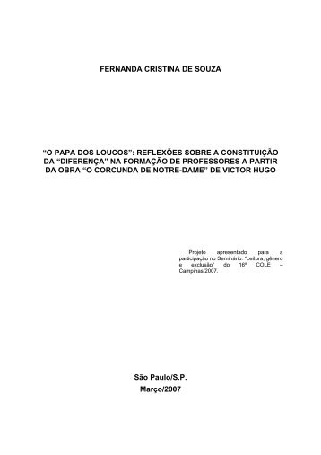 “o papa dos loucos”: reflexões sobre a constituição da