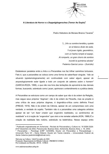 Tavares literatura de horror.pdf - Departamento de Difusão Cultural ...