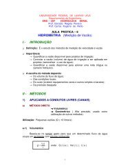 Medição de Vazão - DEG - Departamento de Engenharia ( UFLA )