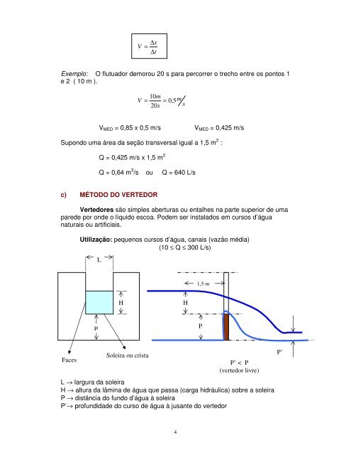 Medição de Vazão - DEG - Departamento de Engenharia ( UFLA )