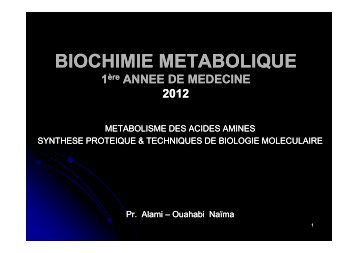 Biochimie Métabolique AC AM, SP & TBioMol.