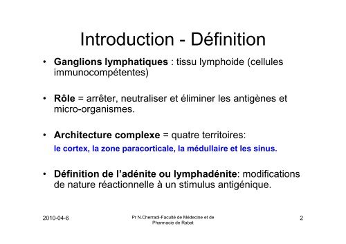 PATHOLOGIE INFLAMMATOIRE DU GANGLION - Faculté de ...