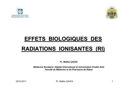Radiobiologie et Notions de Radioprotection 10-11. - Faculté de ...