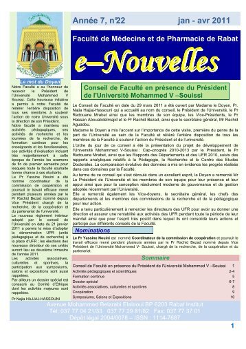 e-Nouvelles n°22 - Faculté de Médecine et de Pharmacie de Rabat