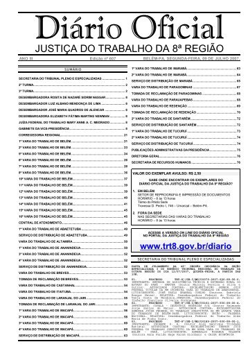 JUSTIÇA DO TRABALHO DA 8ª REGIÃO - Tribunal Regional do ...
