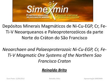 Depósitos Minerais Magmáticos de Ni-Cu-EGP, Cr, FeTi-V ... - CPRM