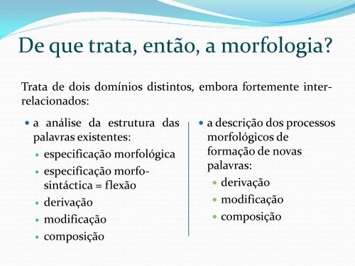 O essencial sobre morfologia - CLUL - Universidade de Lisboa