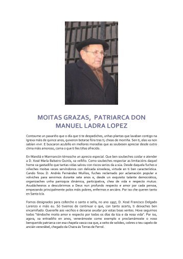 MOITAS GRAZAS, PATRIARCA DON MANUEL LADRA LOPEZ