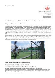Infoschreiben von Swiss Padel - Zürich Tennis