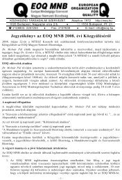 Jegyzőkönyv az EOQ MNB 2008. évi Közgyűléséről