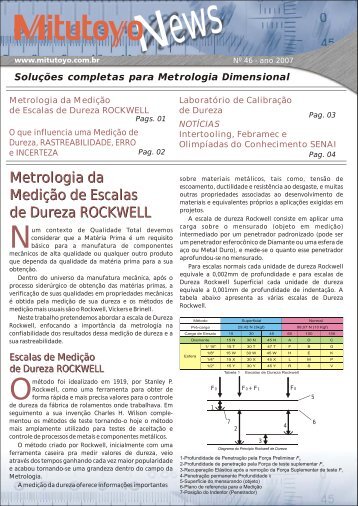Metrologia da Medição de Escalas de Dureza ROCKWELL - Mitutoyo