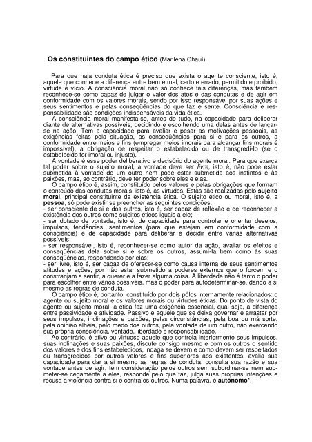 Os constituintes do campo ético (Marilena Chauí) - Unisinos