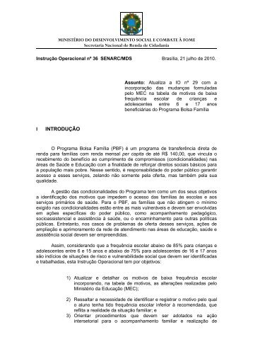 Instrução Operacional nº 36 SENARC/MDS, de 21 - Ministério do ...