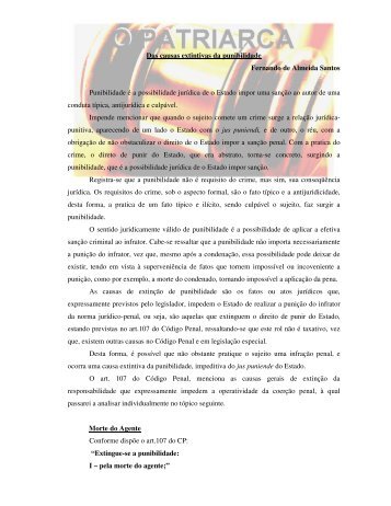 Das causas extintivas da punibilidade Fernando de ... - Unipac