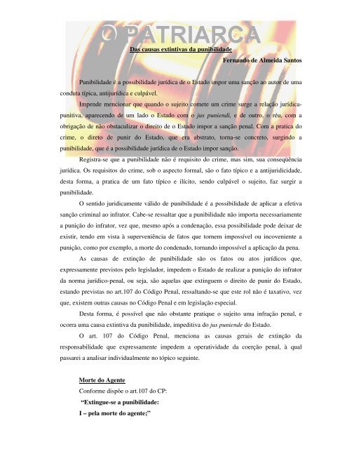 Das causas extintivas da punibilidade Fernando de ... - Unipac