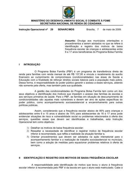 Instrução Operacional Nº 29, de 7 de maio - Ministério do ...