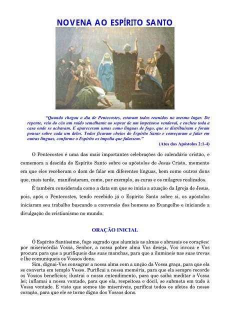 NOVENA AO ESPÍRITO SANTO - Maria Mãe da Igreja