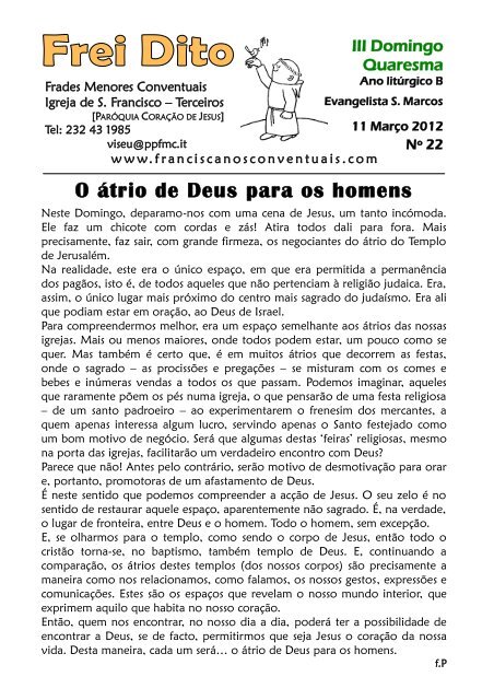 Frei Dito 11 DE MARÇO 2012.pdf - Franciscanos Conventuais de ...