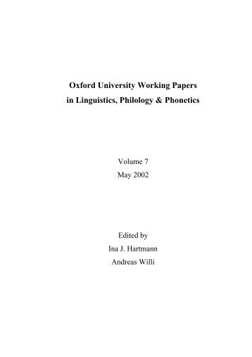 VOLUME 7, 2002 - Centre for Linguistics and Philology - University ...