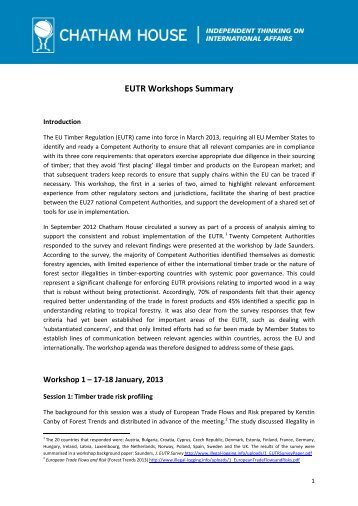 EUTR Workshops Summary - Illegal-logging.info