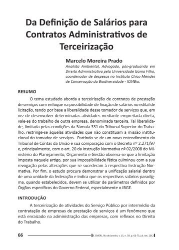 Da Definição de Salários para Contratos Administrativos de ... - Emerj