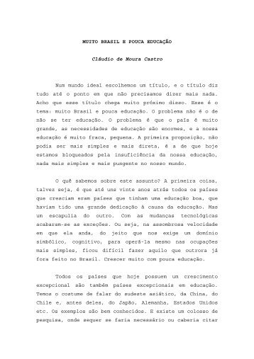 MUITO BRASIL E POUCA EDUCAÇÃO Cláudio de Moura ... - Cemig